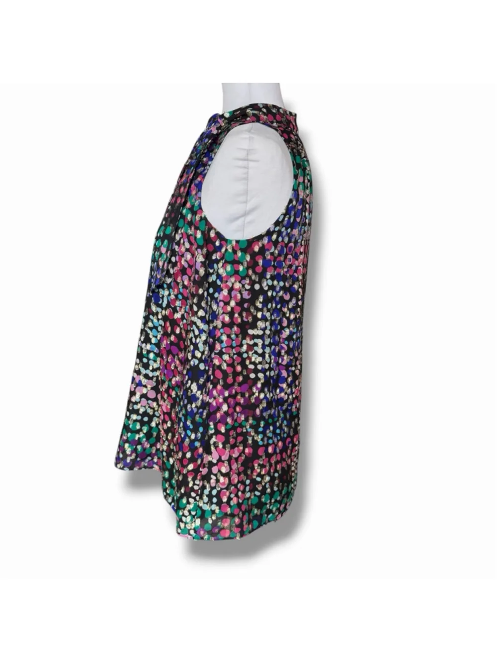 Kate Spade Silk Metallic Confetti Bow Neck Halter Top Multicolor Dot Blouse XS